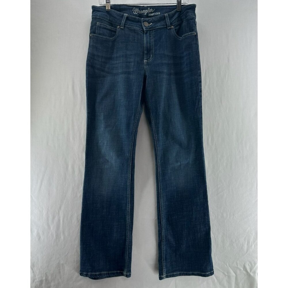 Wrangler Essential Bootcut Jeans Womens 11x32 Stretch Mid Rise Dark Wash Indigo